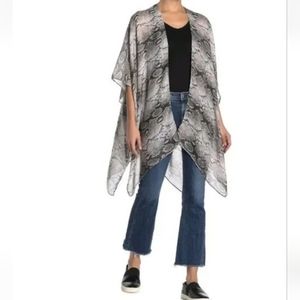Plus Size Grey Snakeprint Shawl Open Front Kimono
